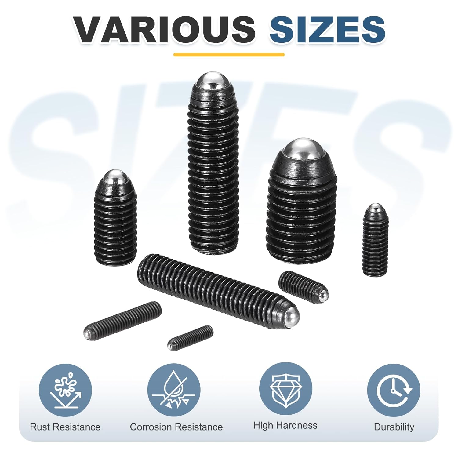 MECCANIXITY Black Ball Point Set Screws, M3x5mm Carbon Steel Hex Socket Spring Plungers Grub Screw for Industrial Electronic Machine Home Furniture Repair Workplaces, Pack of 12