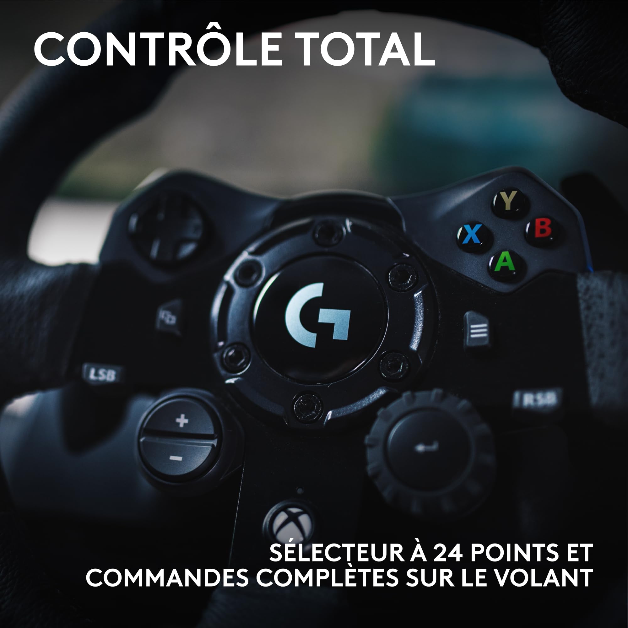 Logitech G G923 volant de course et pédales, TRUEFORCE jusqu'à 1000 Hz, commande de démarrage à double embrayage, housse de volant véritable, Xbox Series XS/Xbox One/PC - Noir