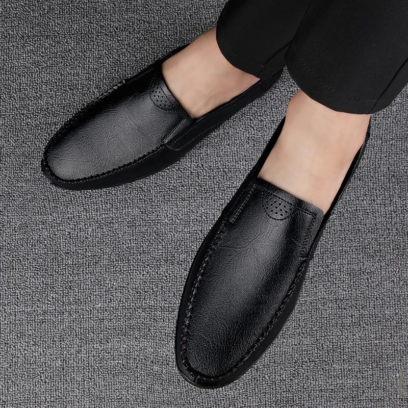 Mens Loafers Round Toe Faux Leather Solid Color Loafer Shoes Flat Heel Comfortable Lightweight Outdoor Fashion Slip-on4