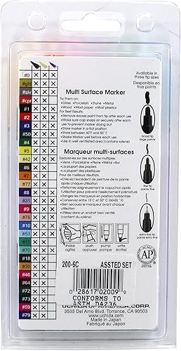 Miniatura 2 de Uchida 200-6C - Juego de marcadores de pintura de punta fina Decocolor de 6 piezas
