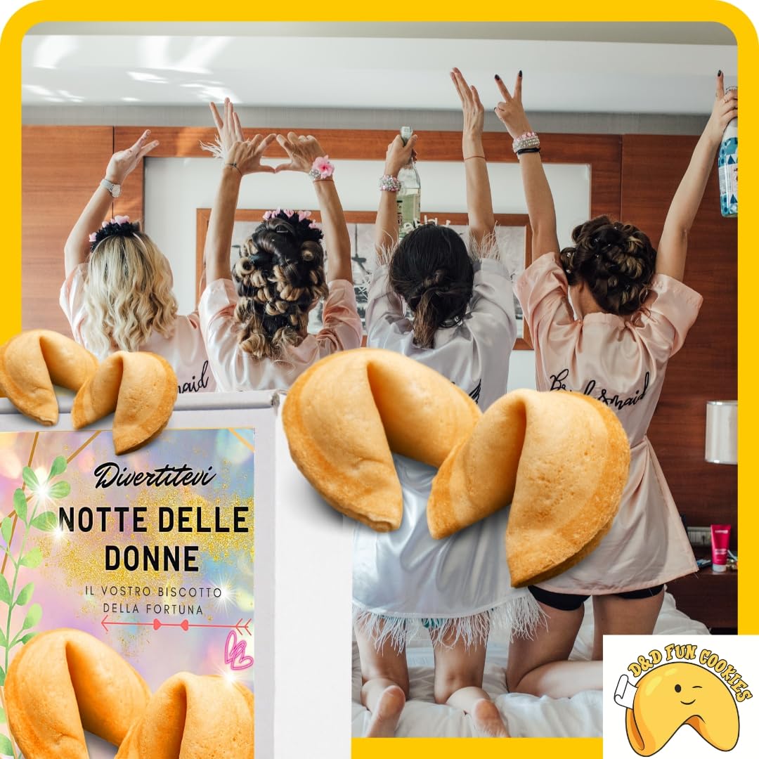 D&D FUN COOKIES Biscotti della Fortuna Cinesi, Biglietti Profetici, come regalo, per gli ospiti, per una festa, addio al nubilato, Sapore Vaniglia (20 pezzi)