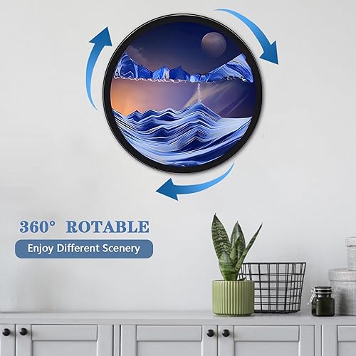 Miniatura 9 de Arte de pared de arena móvil, arte de arena móvil, escultura giratoria montada en la pared, arte de pared, decoración de habitación de paisaje de