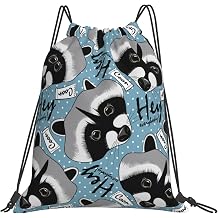 Raccoon Drawstring Bags for Women and Men, String Bag Gym Bag Gift For Yoga School Swimming Beach
