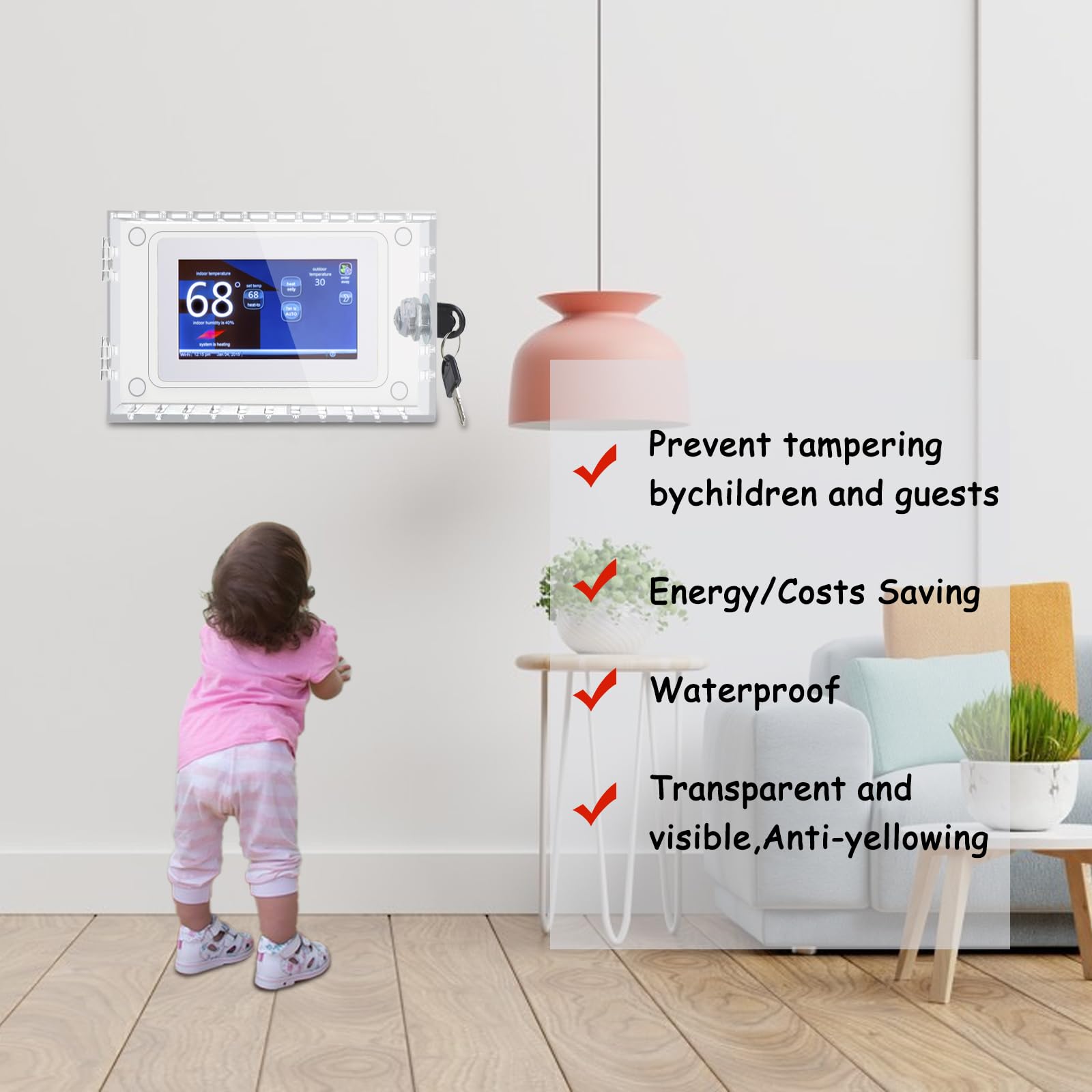 Termostato Universal Lockbox Caja de Termostato 18,3 * 11,7 cm Caja de Bloqueo de Termostato con Cerradura y Llave Cubierta Termostática per la Maggior Parte dei Termostati sul Mercato