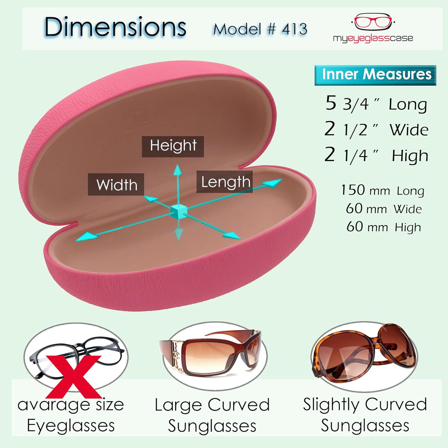 MyEyeglassCase® Large Hard Sunglasses Case | fits Large curved Sunglasses, with microfiber bag and cleaning cloth - Image 5