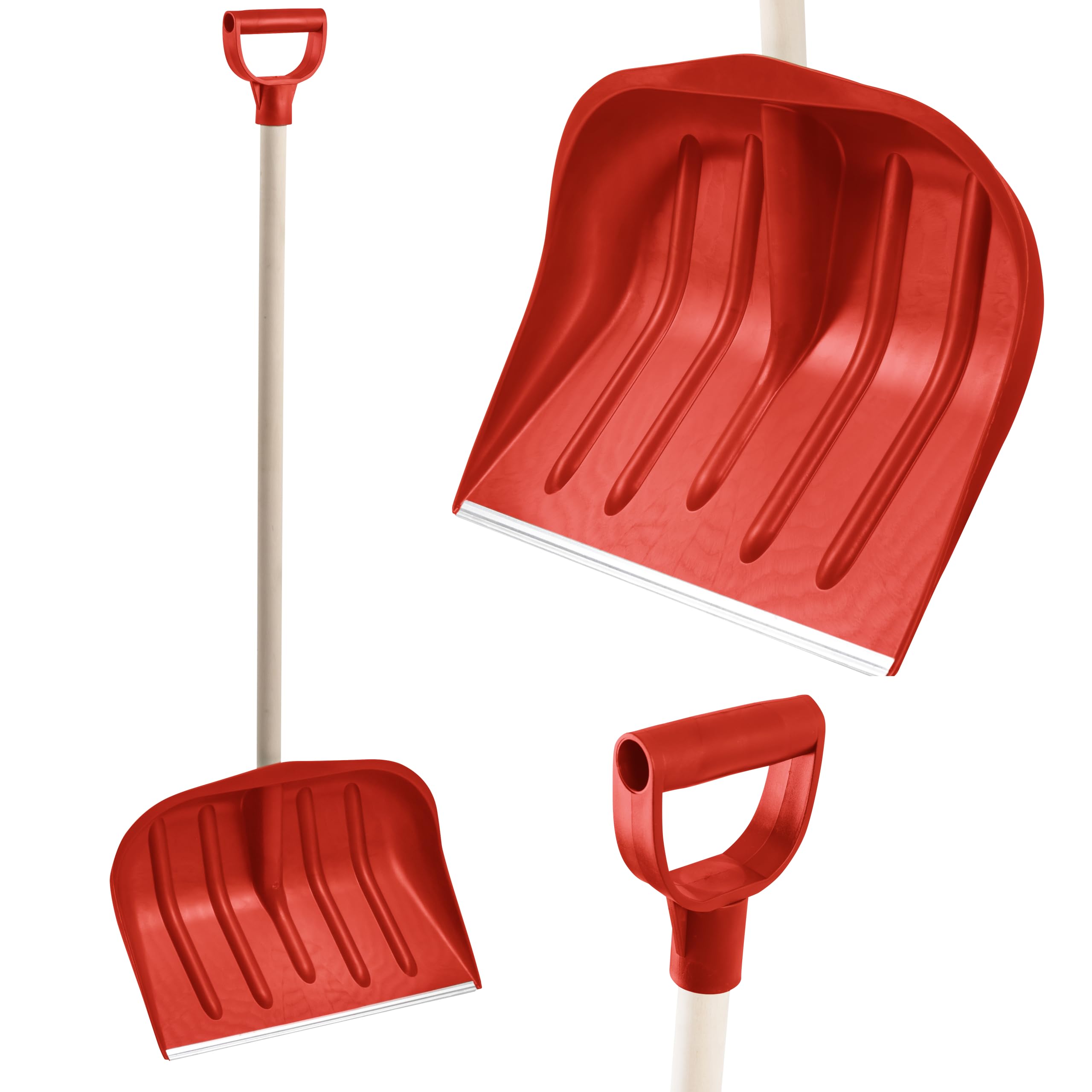 KB Tools Snow Shovel for Driveway – Heavy Duty Polypropylene Snow Shovels with Wood Handle – Cordless Snow Shovel for Garden, Yard, Patio – Recycled Material – Made in EU
