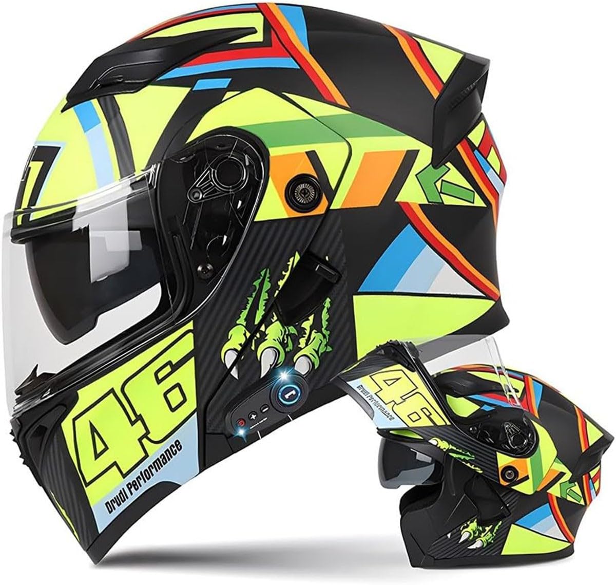 Casco de motocicleta modular Bluetooth, casco de moto abatible integral aprobado por ECE integrado, casco con doble visera para adultos, hombres y mujeres, cascos abatibles con certificación DOT(E,S(