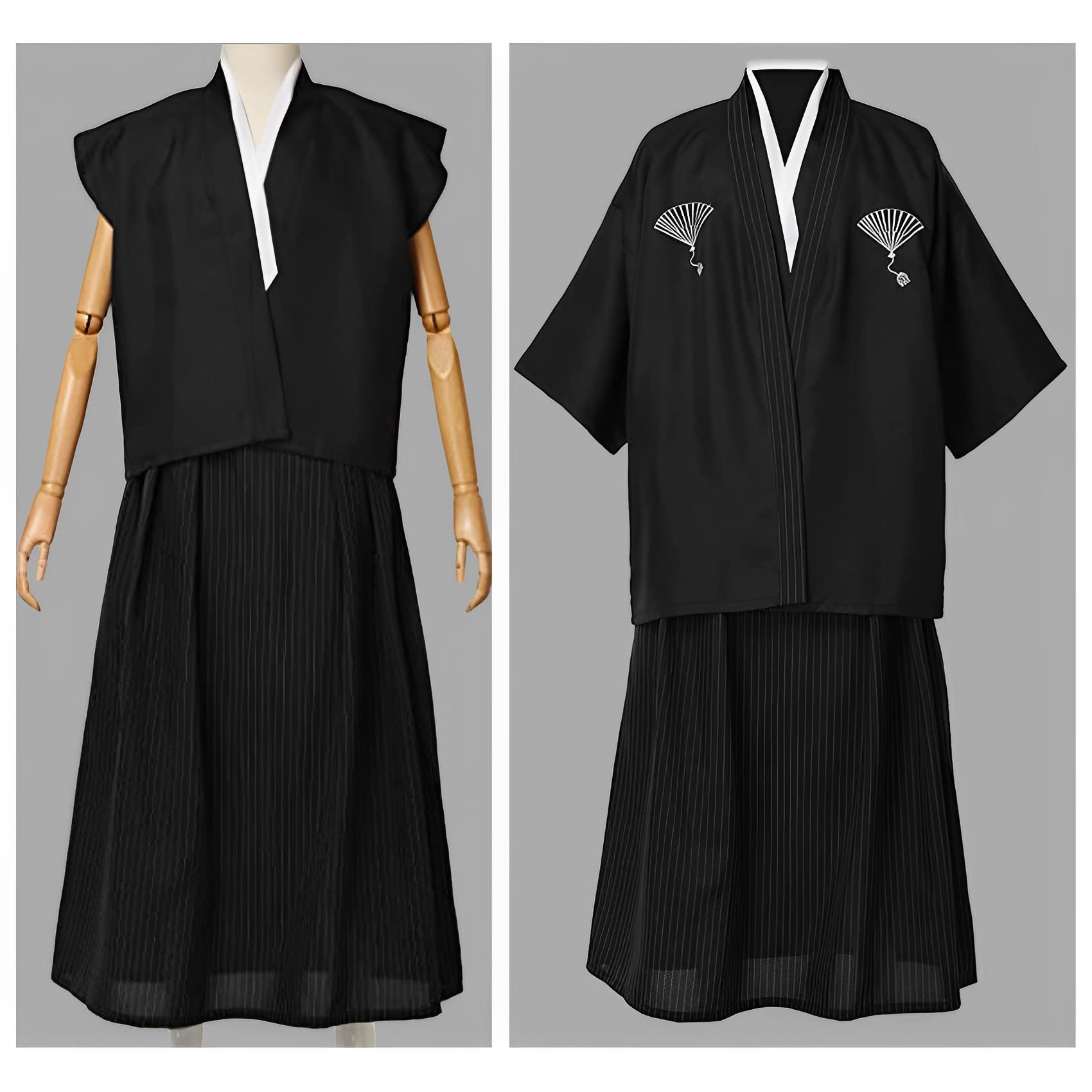 Kimono Männer Yukata Robe Traditionelle Samurai Uniform Cosplay Kostüm Japanischer Stil Kleidung Haori Jacke Top Hakama Rock Set, Einheitsgröße