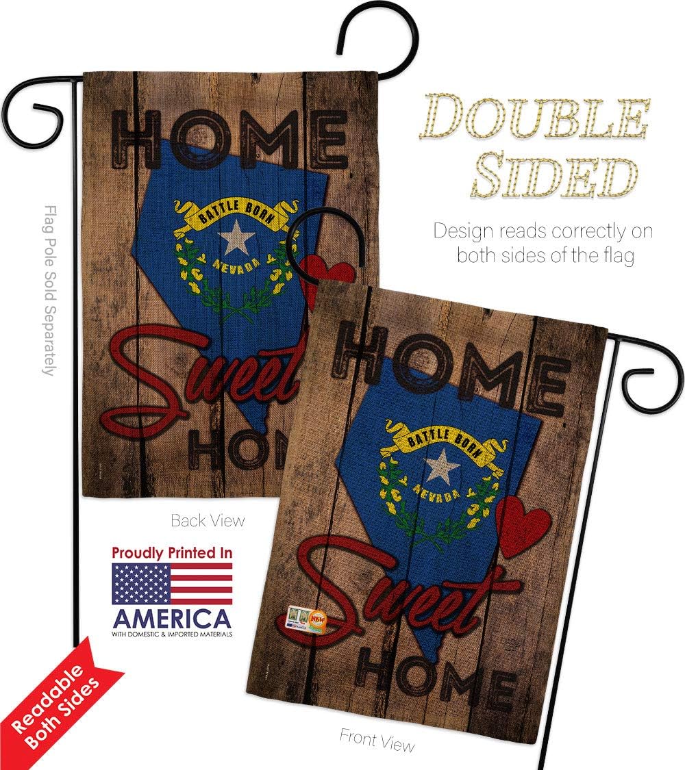State Nevada Home Sweet Garden Flag Set Wall Holder Regional USA American Territories Republic Country Particular Area Small Decorative Gift Yard House Banner Double-Sided Made In 13 X 18.5