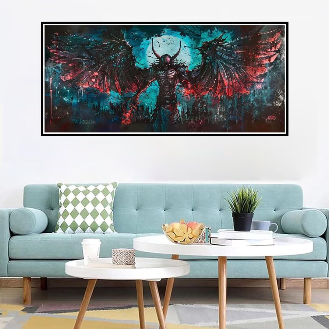 Diamond Painting Kits for Adults, 5D DIY Demon Diamond Art Kits, Diamond Art Fear Paint by Numbers Kit for Adults, Full Drill Crystal Gem Art Rhinestone Embroidery Kit for Home Wall Decor 12x28in P-3