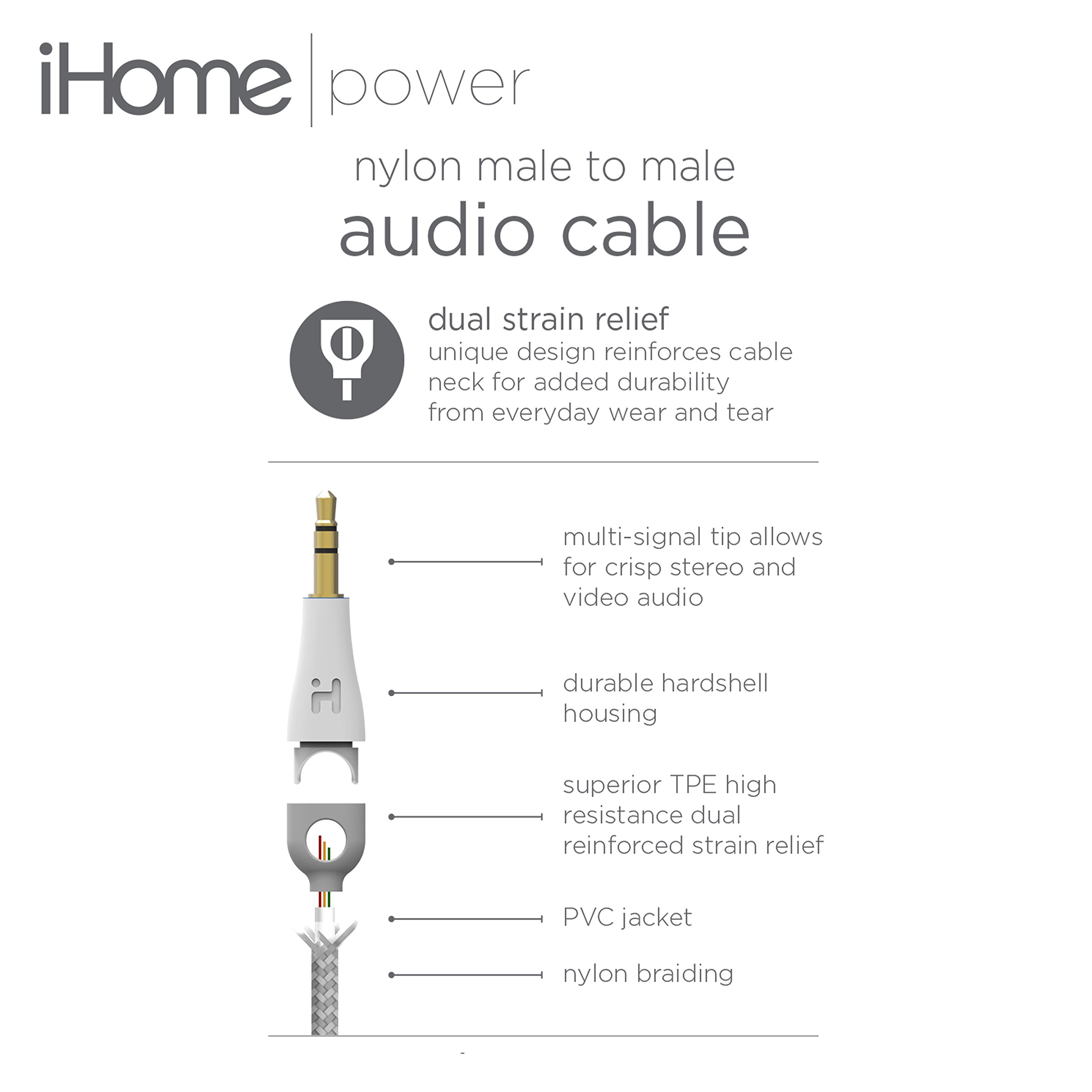 iHome Otros cables para teléfonos inteligentes/universales, color blanco