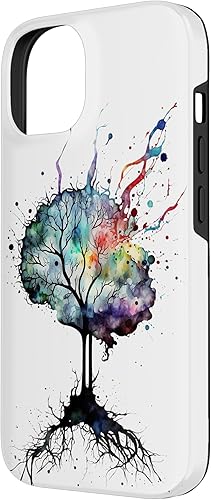 Vista 5 de iPhone 13 Pro Max Watercolor Brain Art, funda de neuronas