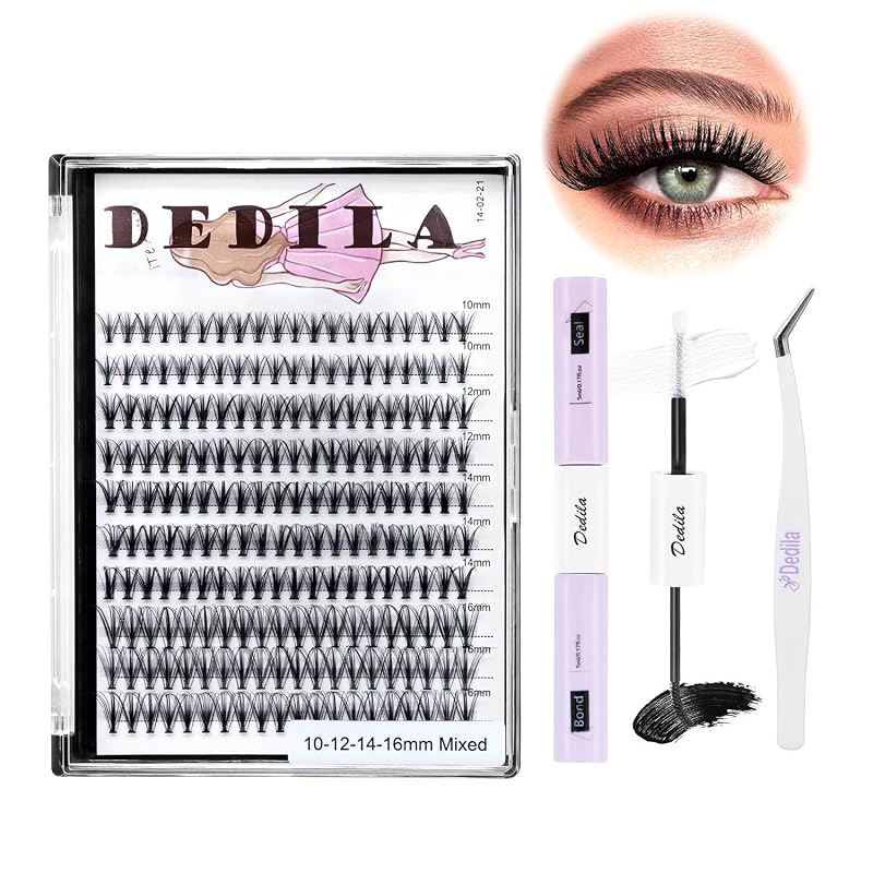 Cílios postiços individuais Dedila 20D, curvatura D, espessura 0,07 mm, comprimento de 10 a 16 mm, pacote com 1 bandeja