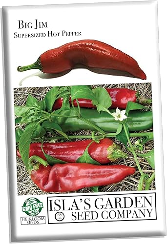 Big Jim - Semillas de pimiento picante de gran tamaño para plantar, más de 100 semillas tradicionales por paquete, semillas de jardín de Isla