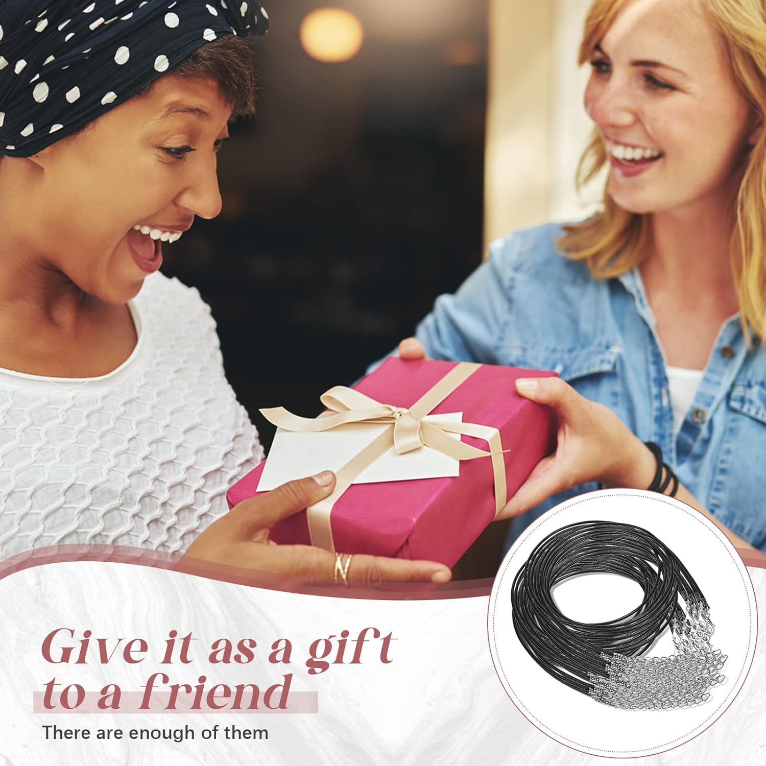 500 Pieces Waxed Necklace Cord Bulk 1.5 mm Black Waxed Cotton Cord with Clasp Necklace String for Bracelets Black Necklace Cords Bulk Necklace Rope for DIY Jewelry Making and Beading Supplies - Image 3