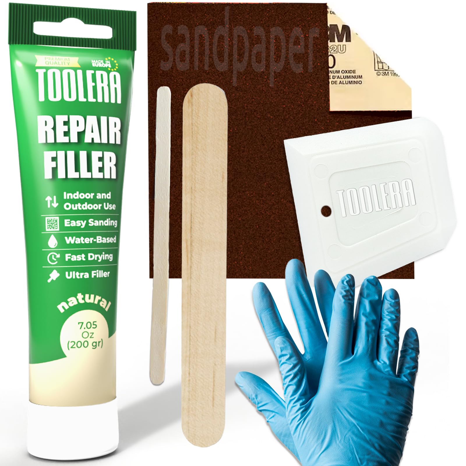 Quartz Countertop Chip Repair Kit (6 Pcs Set), Porcelain, Tile, Ceramic, Marble, Concrete, Wood, Travertine, Acrylic Countertop, Bathtub, Corian, Sink Chip, Crack Repair Filler Kit (Natural)