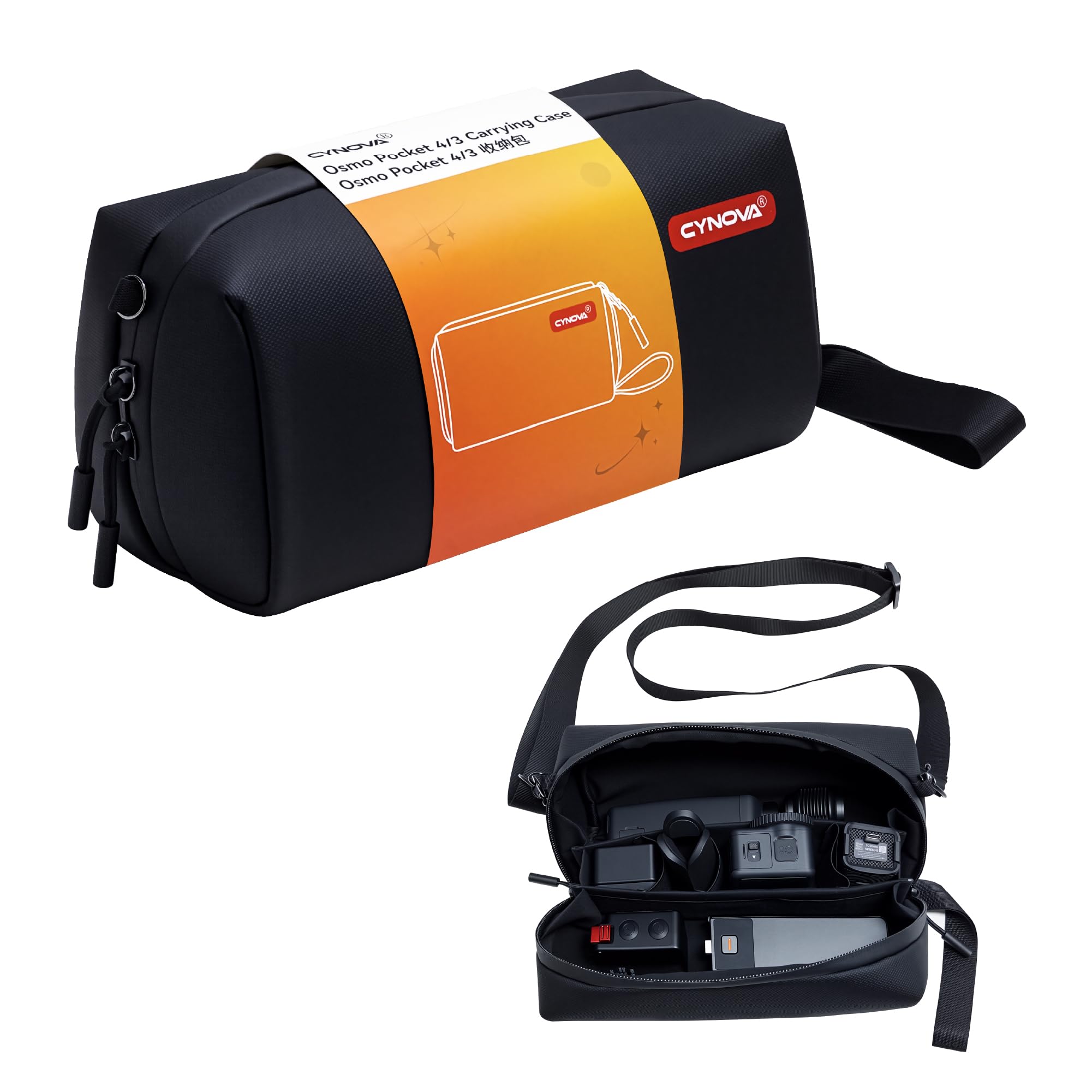 CYNOVA Sac de transport pour DJI Osmo Pocket 4, Osmo Pocket 4 avec bandoulière, grande capacité, étui de transport de protection pour Osmo Pocket 3, accessoires Osmo Pocket 4/3/Xtra Muse