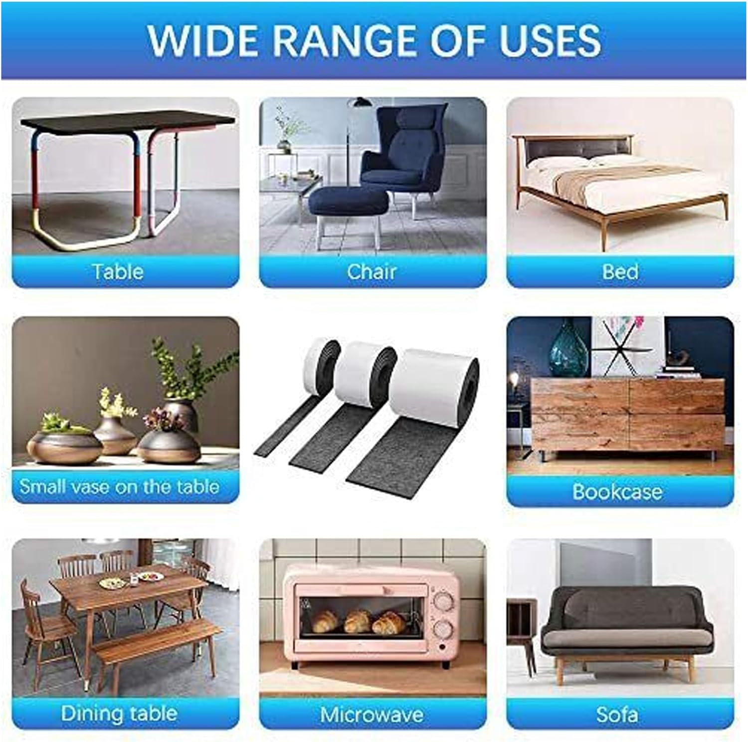 Felt Roll, Easy to Use Felt Strips, NonSlip, AntiScratch for Chair