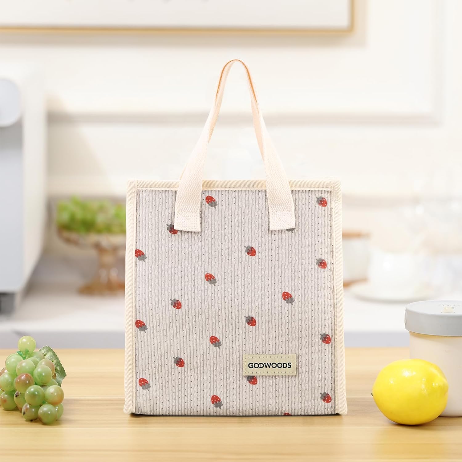 Easy-to-clean Corduroy Lunch Bag for Work, Women Reusable Lunch Tote, Insulated Large Capacity Lunch Box for Office & Travel, Leakproof & Lightweight (11" L x 5.3" W x 10" H) - Image 8