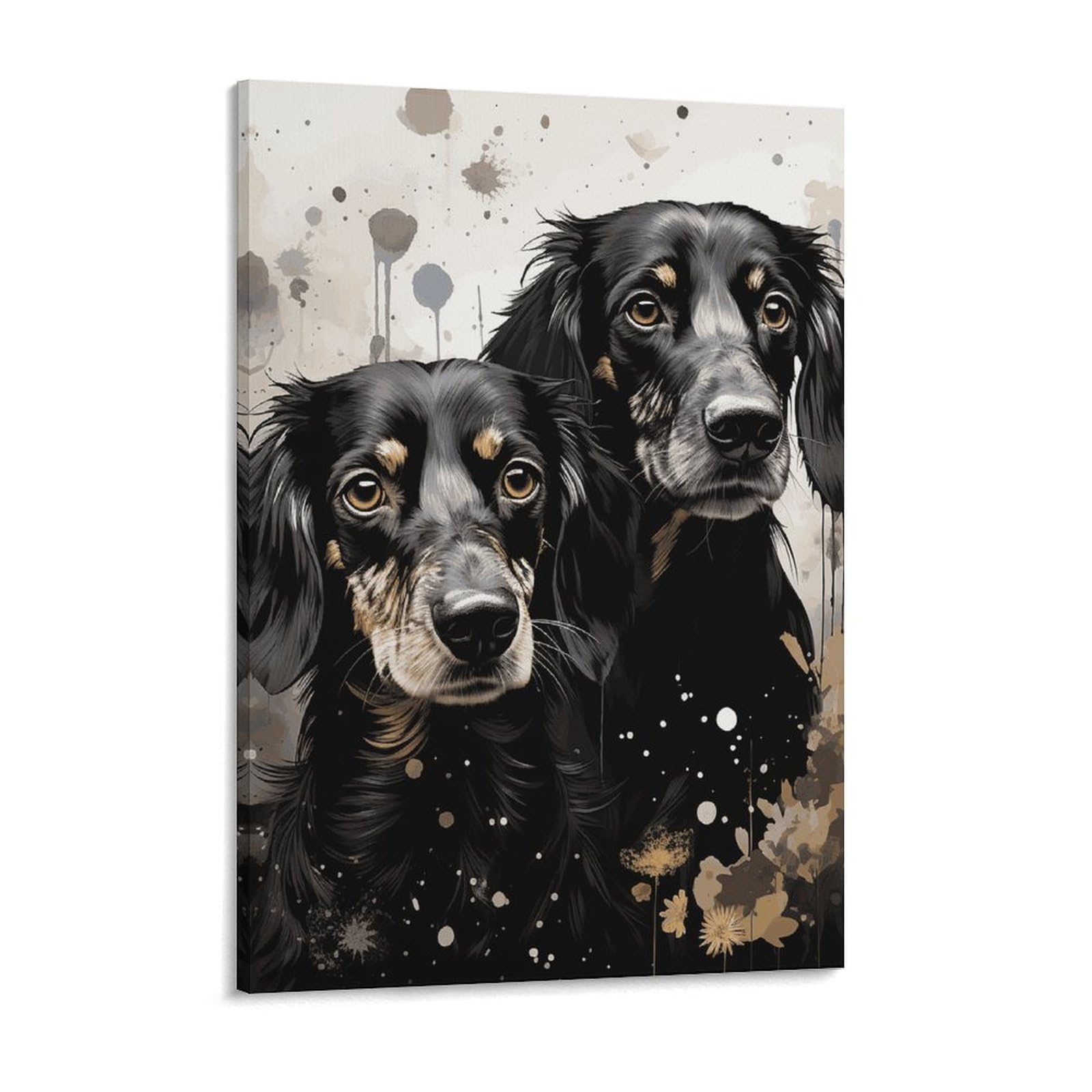 Black Dachshund Canvas Wall Art for Bedroom 18x24inch Canvas Prints Artwork for Walls Modern Picture Artwork Painting for Living Room Aesthetic Wall Paintings for Bathroom Kitchen Office Deco