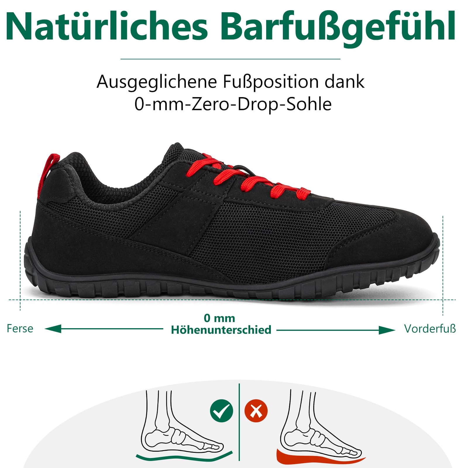 SAGUARO Herren Barfußschuhe Atmungsaktiv Barfuß-Sneaker mit Breiter Zehenbox & Zero-Drop Solhe, Gr.39-48