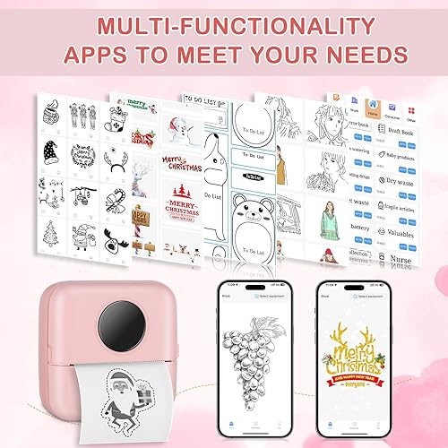 Miniatura 3 de Mini impresora Bluetooth de bolsillo, impresora térmica portátil con 5 rollos de papel para diarioálbum de recortes de