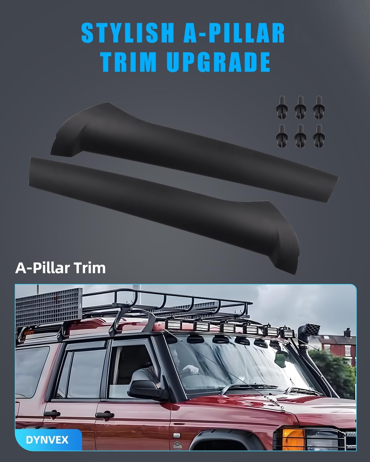 Windshield A-Pillar Trim Molding for Land Rover Discovery 2 1999-2004, Front Driver & Passenger Side Windshield Post Trim A Pillar Molding, Replaces DCB500060PMA (Right), DCB500070PMA (Left)