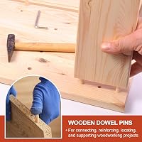 PATIKIL 150 db 6x20 mm hornyolt fa dübel készlet bútor és kézműves projektekhez 6