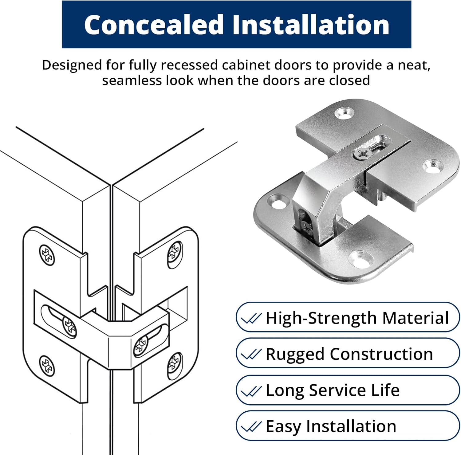 2-Pack Adjustable Concealed Pie Cut Corner Hinge 343.90.710 Lazy Susan Hinges Replacement for Grass 975, Mepla SSP 17, 19 & 21 Series Hinges, Cabinets/Corner Cabinet Bifold Door Hinge