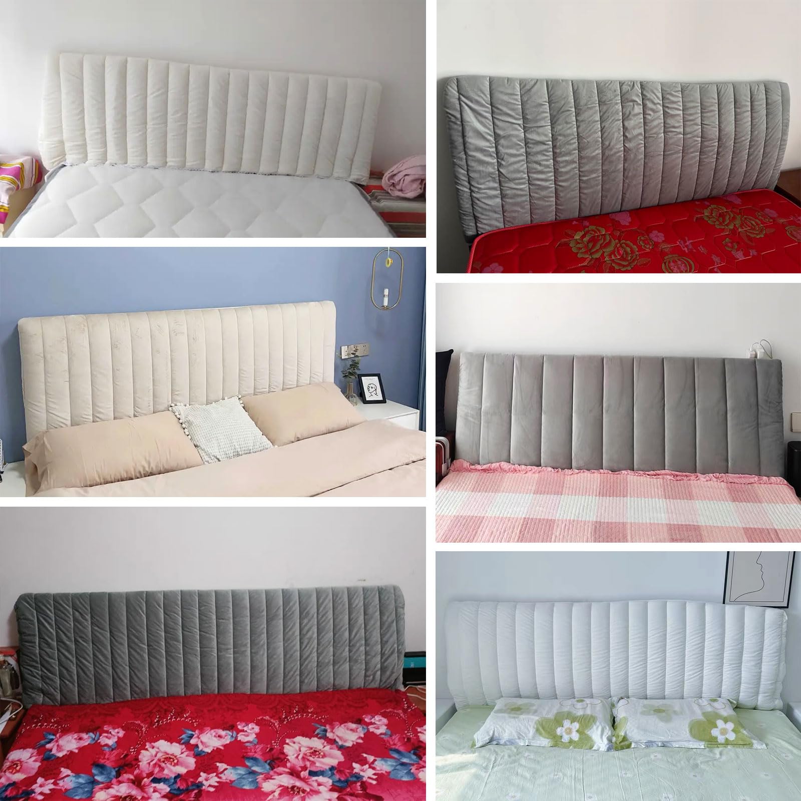 Copri testiera Imbottita in Velluto di Cristallo Copri Testata Letto Singolo/Matrimoniale Elastica Copertura per testiera Letto Legno/Pelle/Ferro/Imbottito in Schienale Fodera(180x70cm,Gray2)