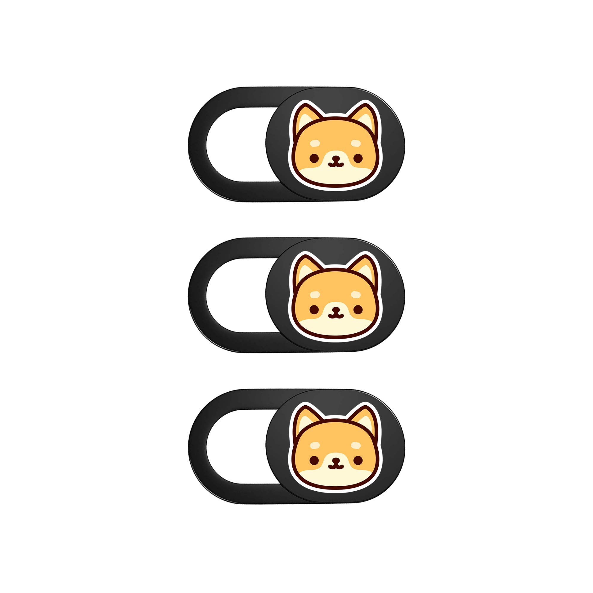 Webcam Cover Slide – 3 Pack| Ultra Thin Laptop Camera Cover | Protect Your Privacy | Cute Web Cam Block Slider for Laptop, Desktop, Tablet & Phone | Black (Dog)