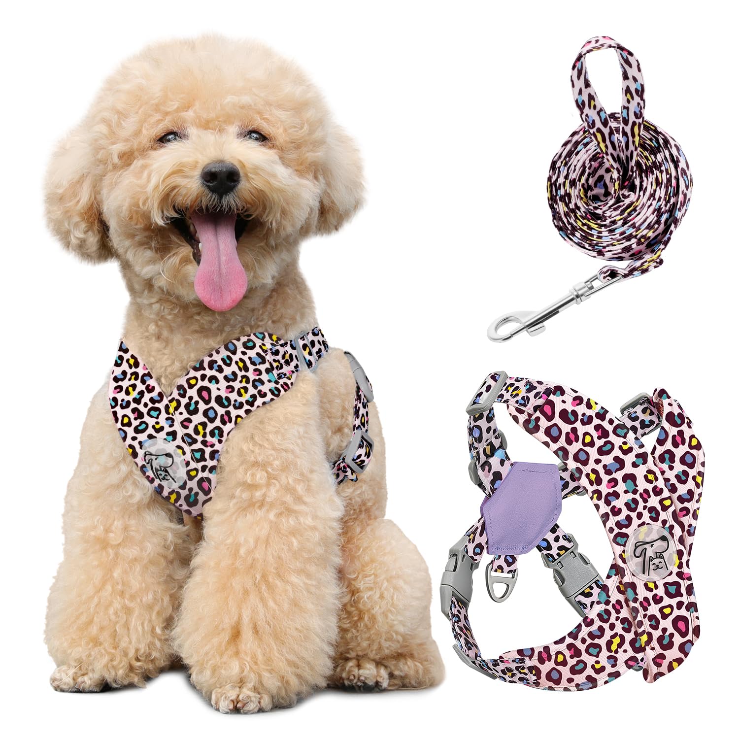 Pawaboo Hundegeschirr mit Hundeleine Set, X-Rahmen Verstellbares Anti Zug Anti-Erstickung Hund Brustgeschirr für Kleine, Mittelgroße Hunde & Welpen, Atmungsaktive Hundeweste mit Leine