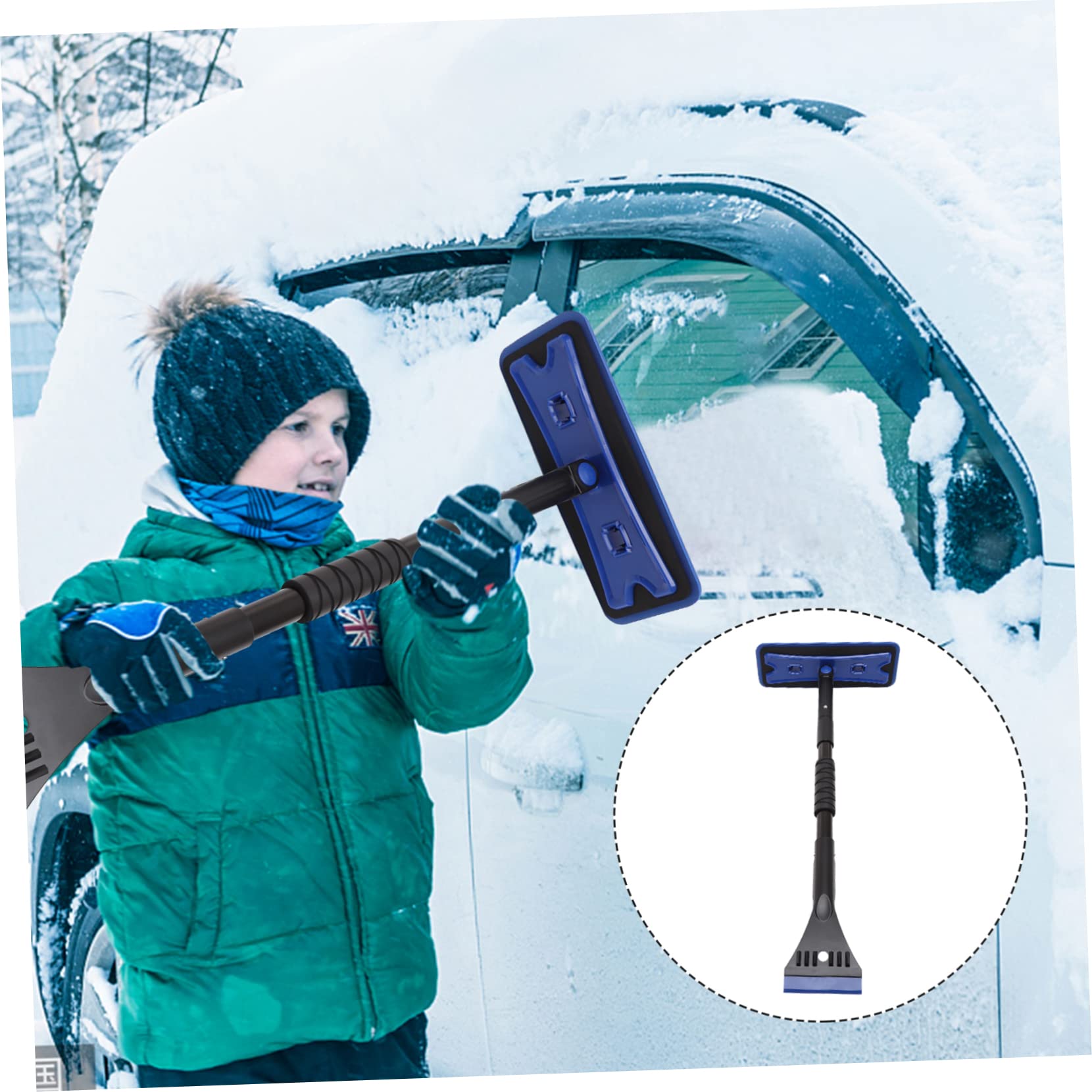 Grattoir à Glace et Brosse pour Voiture, Alliage D’aluminium, Bleu