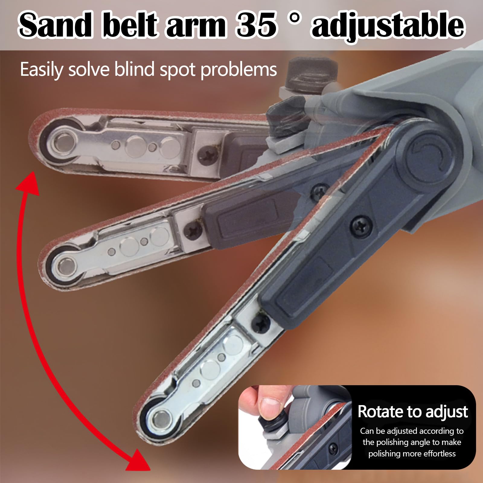 Lijadora Banda, Lijadora Banda A Batería Compatible Con Makita 18V Lijadora Inalámbrica Multilijadora Lima Eléctrica 10x330mm 3 Bandas Lijado 6 Velocidades Ajustable 35° (Sin Batería)