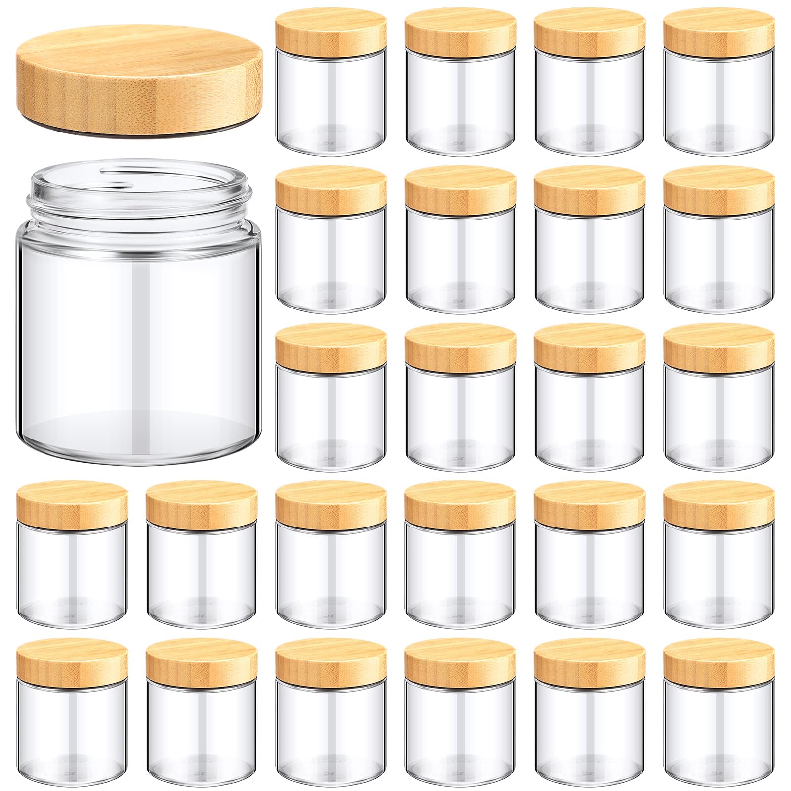 Norme 24 Pcs 8 oz Glass Jars with Lids Empty Small Glass Containers and Inner Liners Reusable Cosmetic Jars Round Airtight Bottles with Plastic