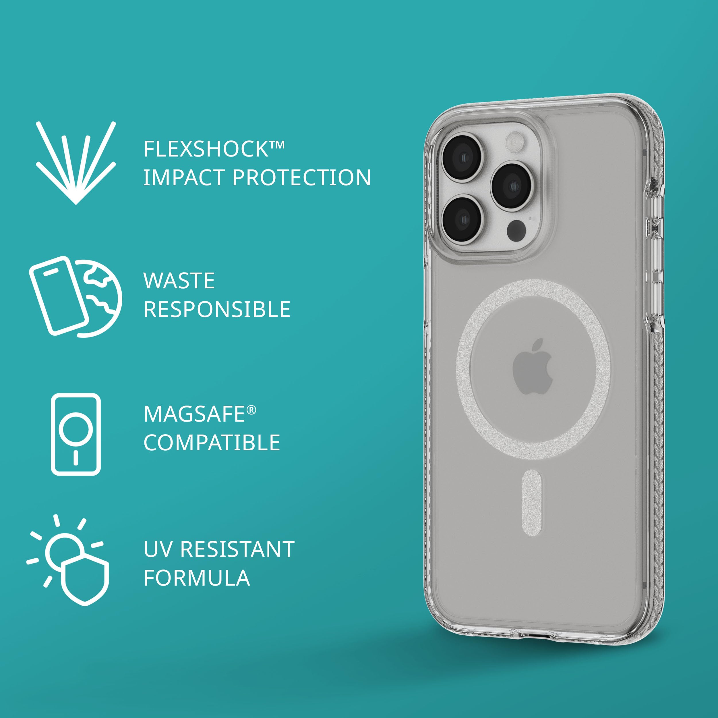 tech21 Evo Crystal für iPhone 15 Pro Max - Kompatibel mit MagSafe - Impact Protection Case - White Titanium – Ansicht 3