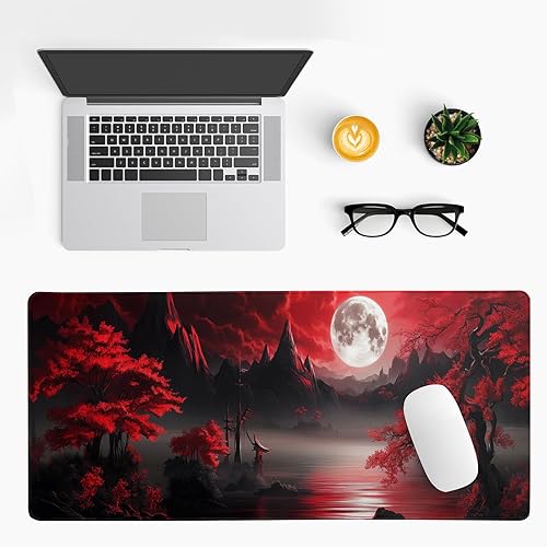 Miniatura 10 de Alfombrilla de mouse de acuarela con diseño de flor de cerezo de 31.5 x 11.8 pulgadas, color rosa, alfombrilla de mouse japonesa Sakura extendida,