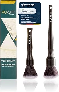 Aurum-Performance® Detailing Pinsel Auto 2er Set ultraweich - KFZ Reinigungspinsel zur professionellen Autopflege Innen & Außen - Car Detail Brush, Innenraum Reinigung, PKW Waschpinsel Ultrasoft