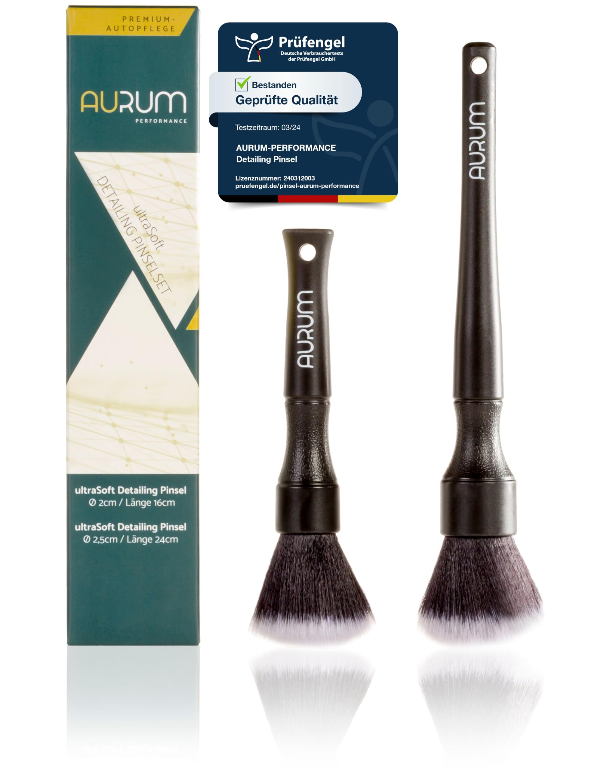 Aurum-Performance® Detailing Pinsel Auto 2er Set - KFZ Reinigungspinsel zur professionellen Autopflege Innen & Außen - Car Detail Brush, Innenraum Reinigung, PKW Waschpinsel