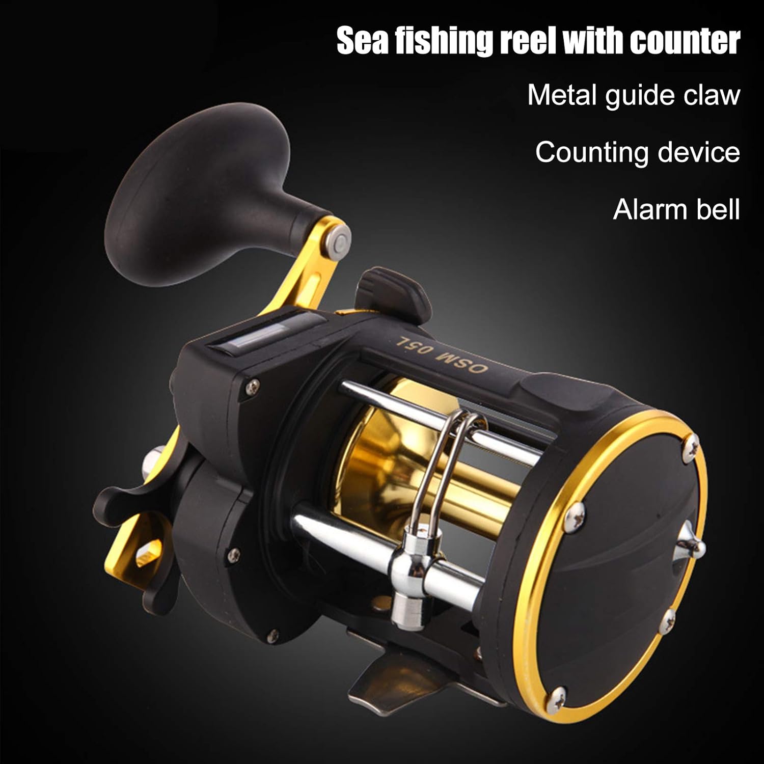Gavigain Fishing Reel,Metal Boat Fishing Wheel with Line Counter Baitcasting Fishing Reel Wind Trolling Reel with Gear Ratio Durable Bearing for Inshore Saltwater Fishing
