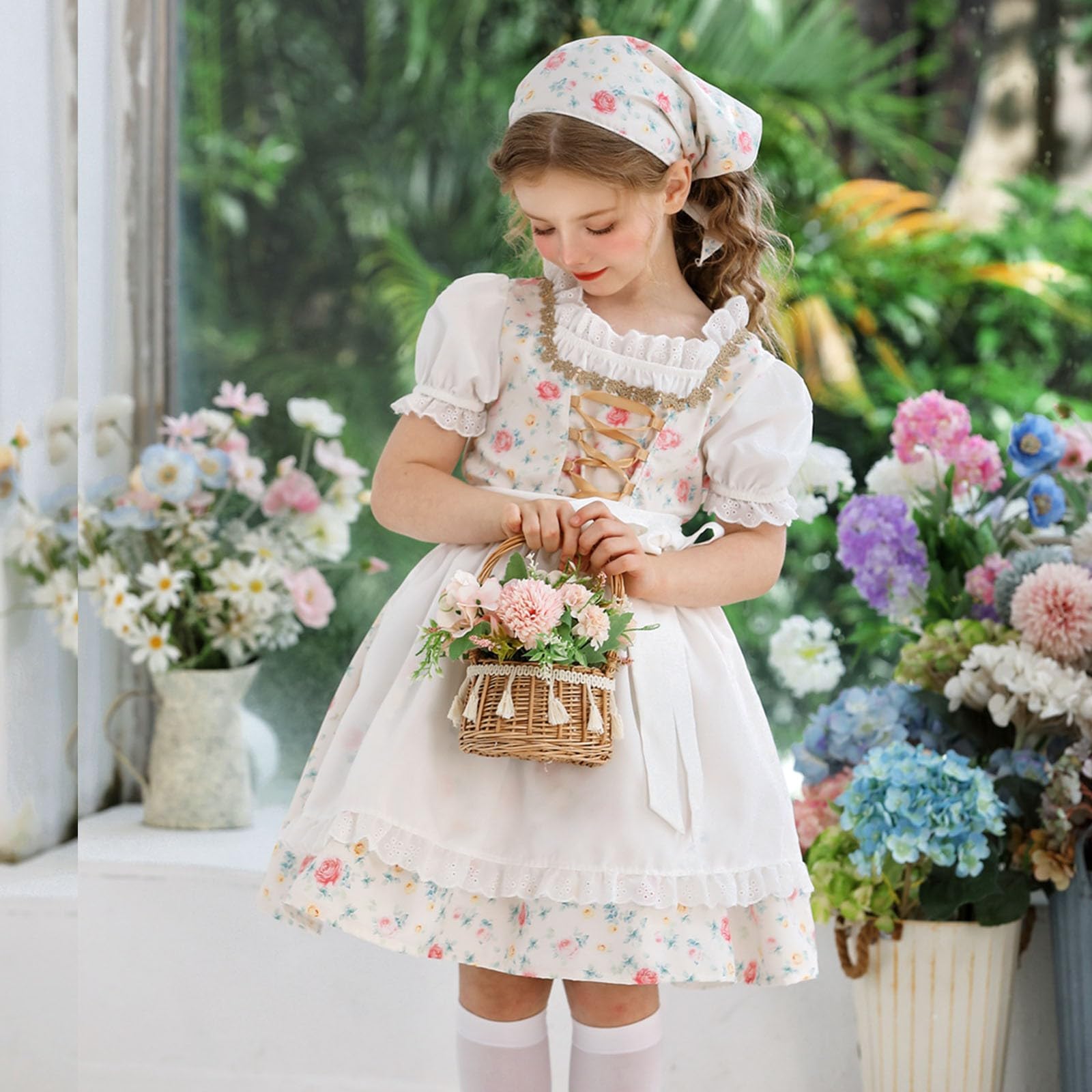 Mädchen Kinderdirndl Spitze Trachtenmode Blusen Kostüm Kinder Oktoberfest