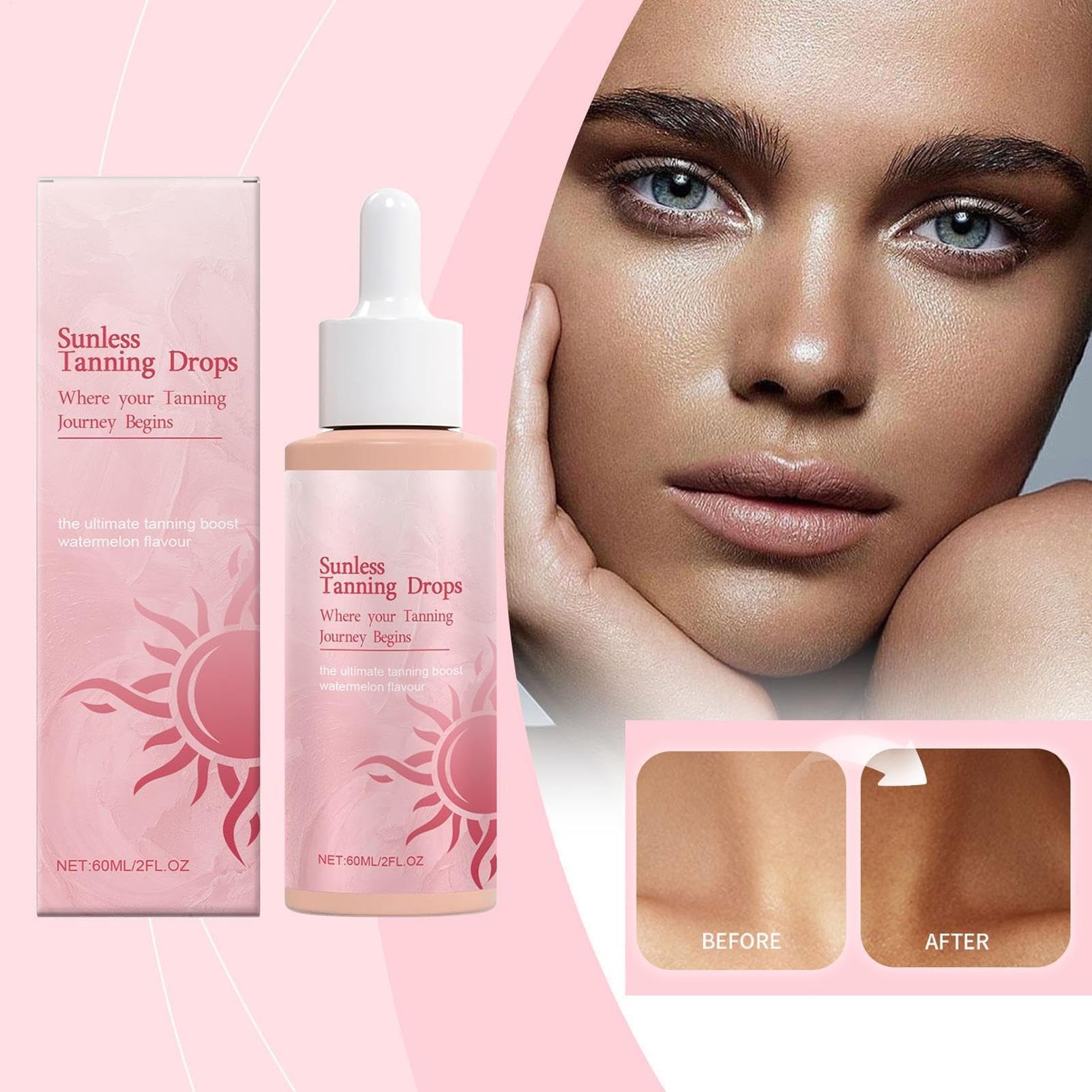 Sunless Bronzing Drops do picia do twarzy - Słoneczny odcień i naturalny kolor, samoopalacz (1 sztuka)
