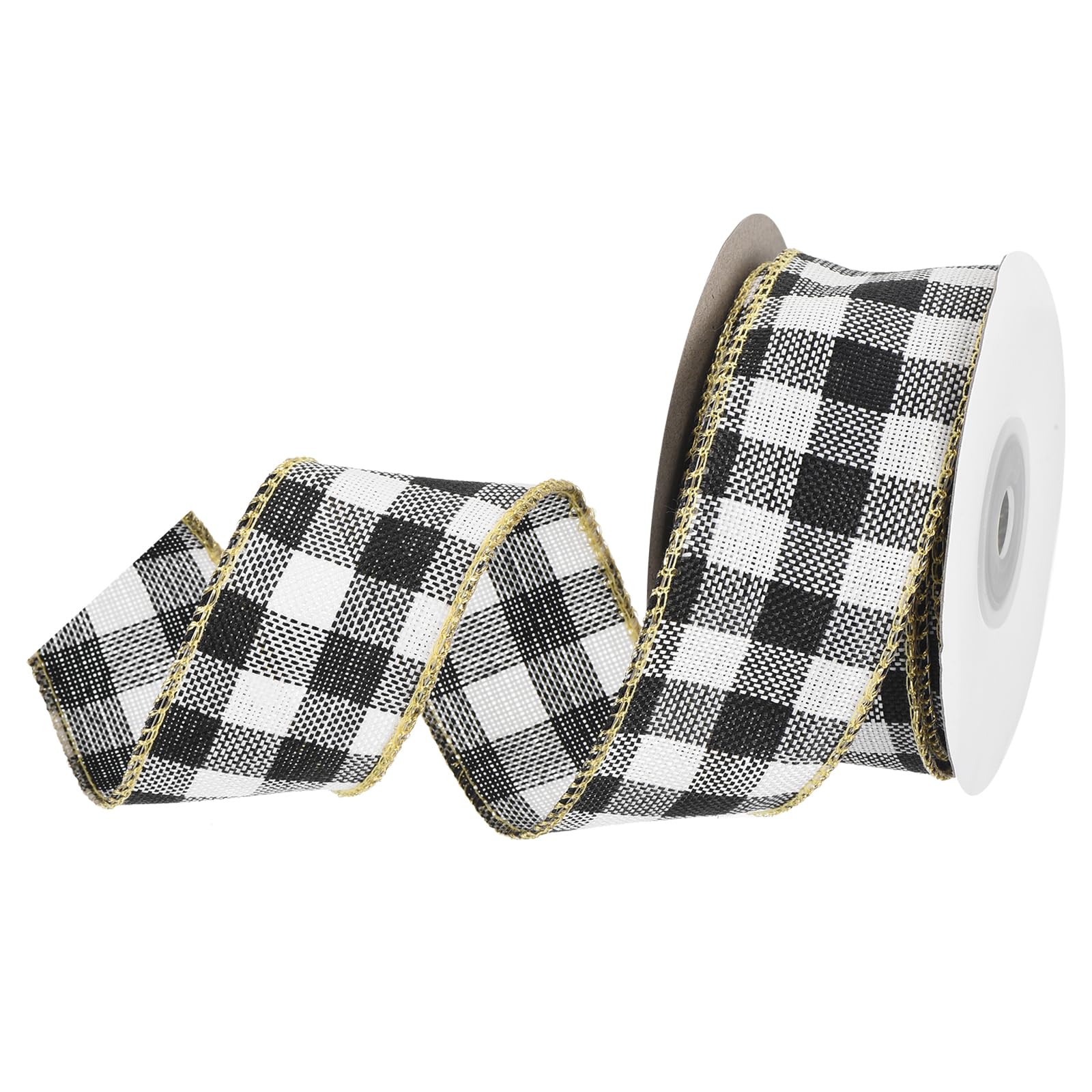 DMiotech 1.6 Inch 10 Yards Gingham Ribbon, Polyester, Black, White and Light Gray, Perfect for DIY Crafts Christmas Decoration