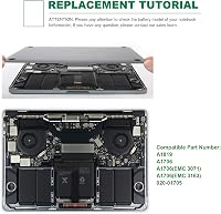 ASUNCELL A1706 A1819 Laptop Akkumulátor MacBook Pro 13" Touch Bar (2016-2017) Modellekhez - 49.2Wh, 11.4V, 6 Cellás Csereakku 7