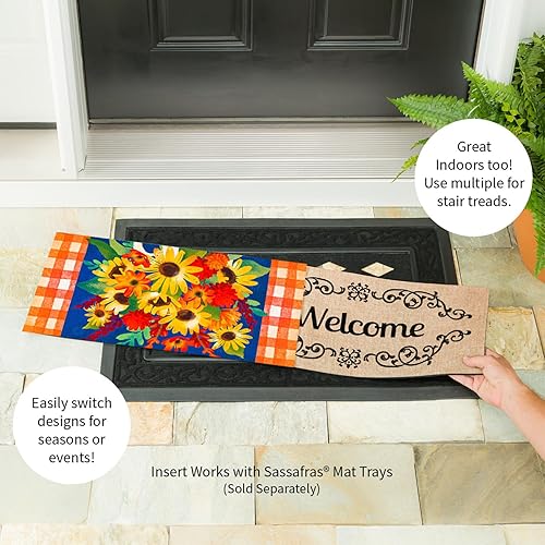 Miniatura 3 de Evergreen Sassafras Blessed Floral Arrangement - Felpudo intercambiable para entrada  Interior y exterior  22 pulgadas x 10 pulgadas  Parte trasera