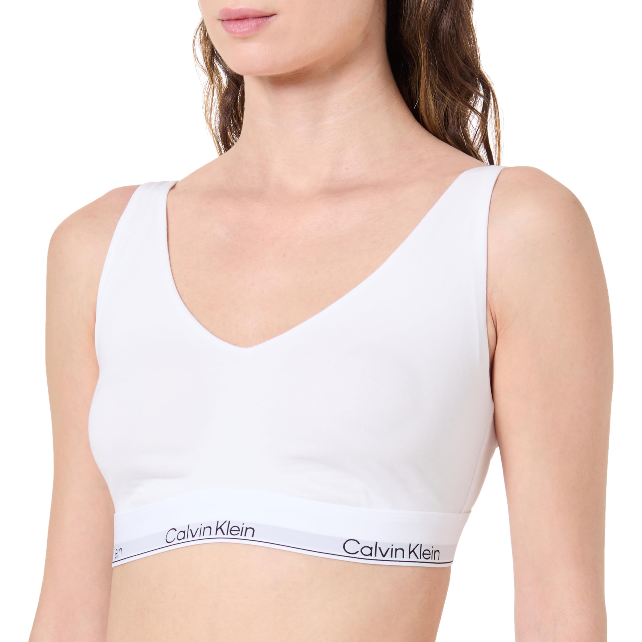 Calvin Klein Women's Full Cup Unlined Traingle (Scoop LV00QF8583 Triangle, White (White), XS