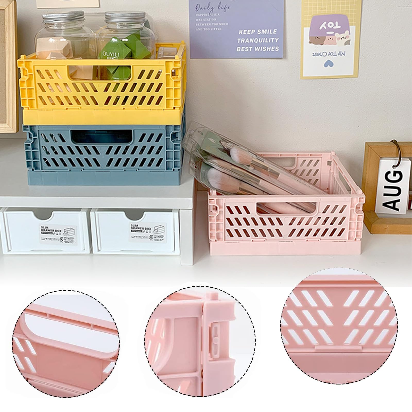 Univivi Cestini Portaoggetti Grandi Da 15 Pollici, 4 Pezzi, Grigi, Con - Foto 6