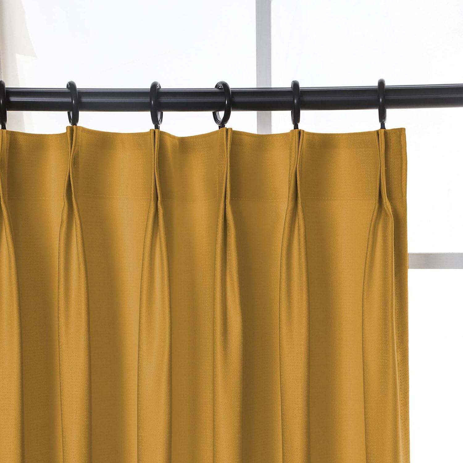 Pinch Pleat Drape, 40W x 84L inch Waterproof Blackout Curtain for Living Room Bedroom Sliding Door and Bathroom (1 Single Curtain, Yellow)