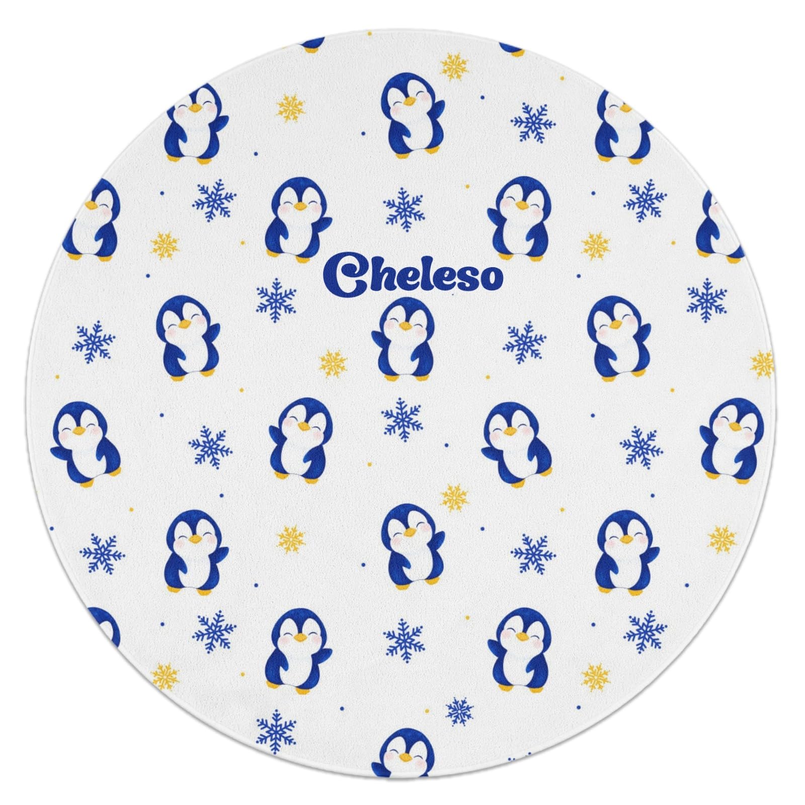 NZOOHY Snowflake Penguin Winter Personalized Gifts Baby Area Rugs for Toddler Girls Boys Custom Nursery Rug Soft Non-Slip Mat for Bedroom Crawling Playing 31.5 in