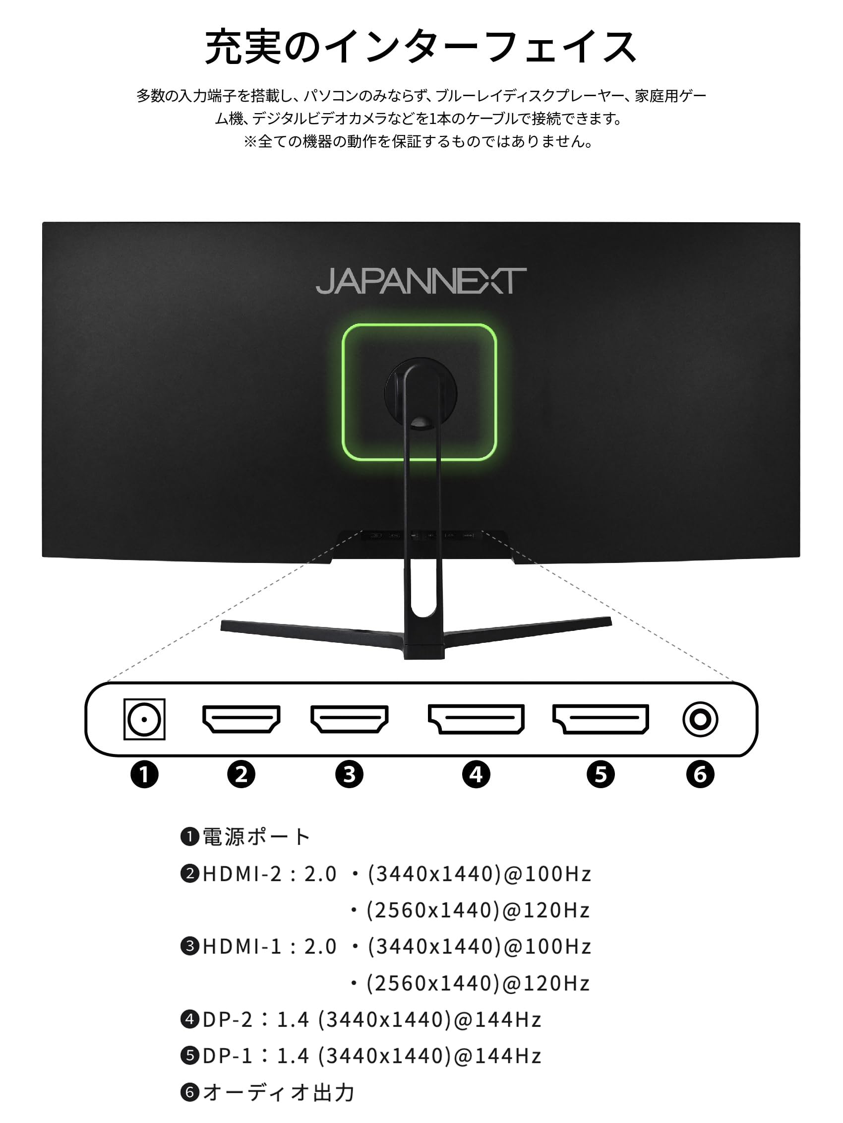 JAPANNEXT JN-VG34100UWQHDR 34インチ HDR対応ウルトラワイド液晶ディスプレイ HDMI 100Hz ゲーミングモニター JAPANNEXT JN-VG34100UWQHDR ゲーミングモニター UWQHDのVA